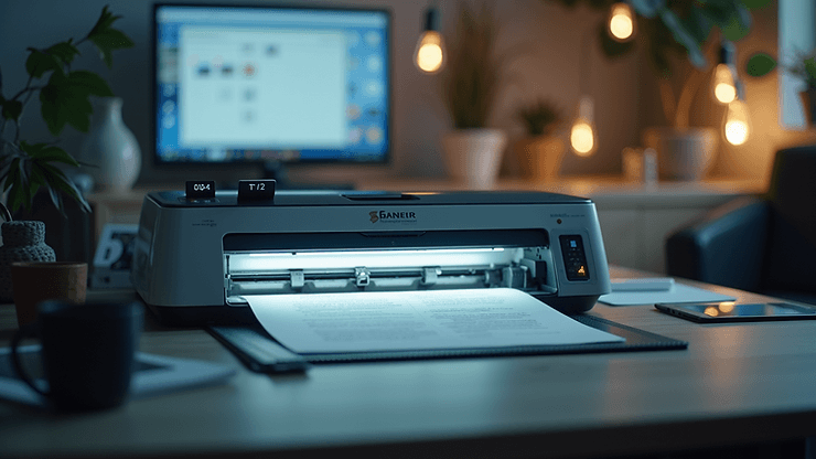 High angle view of a completed printer setup