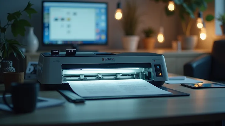 High angle view of a completed printer setup